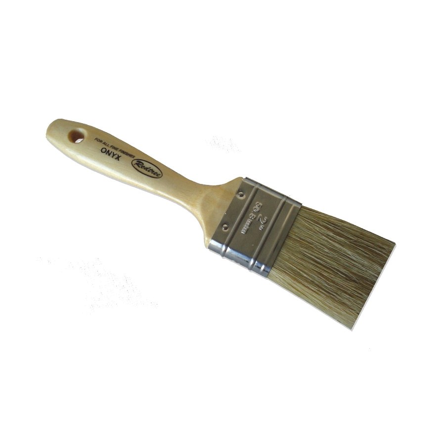 Redtree Ind Paint Brush, Onyx, 2-1/2 Inch Flat Brush, 5/8 Inch Thickness, White China Bristle, Varnished/ Beavertail Wood Handle, Single – 12043