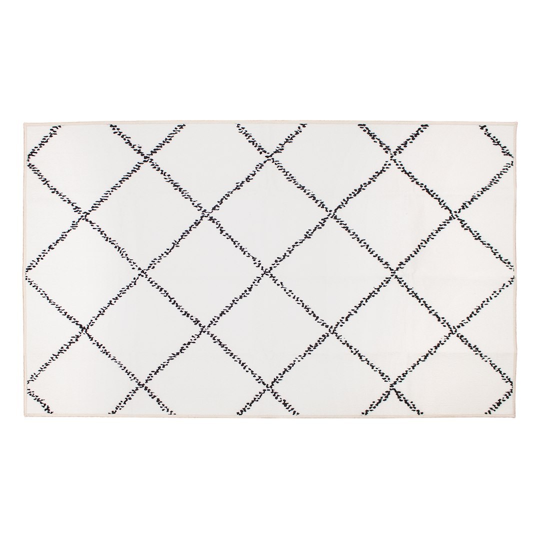 Crystal Art Carpet, 3 Foot X 5 Foot, Diamond Ivory, Polyester, Polypropylene Backing, Stain Resistant, Machine Washable, Waterproof – 340948WEB