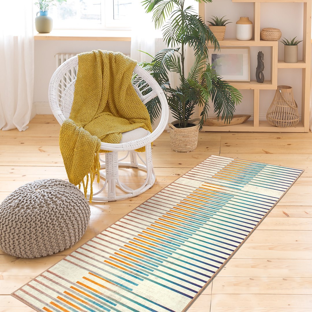 Crystal Art Carpet, 2-1/2 Foot X 7 Foot, Multicolor, Polyester, Polypropylene Backing, Stain Resistant, Machine Washable, Waterproof – 341600WEB