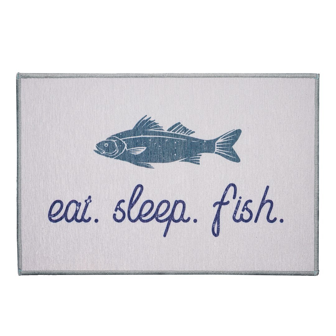 Crystal Art Door Mat, For Outdoor Use, Eat Sleep Fish, 27 Inch X 18 Inch – 455838