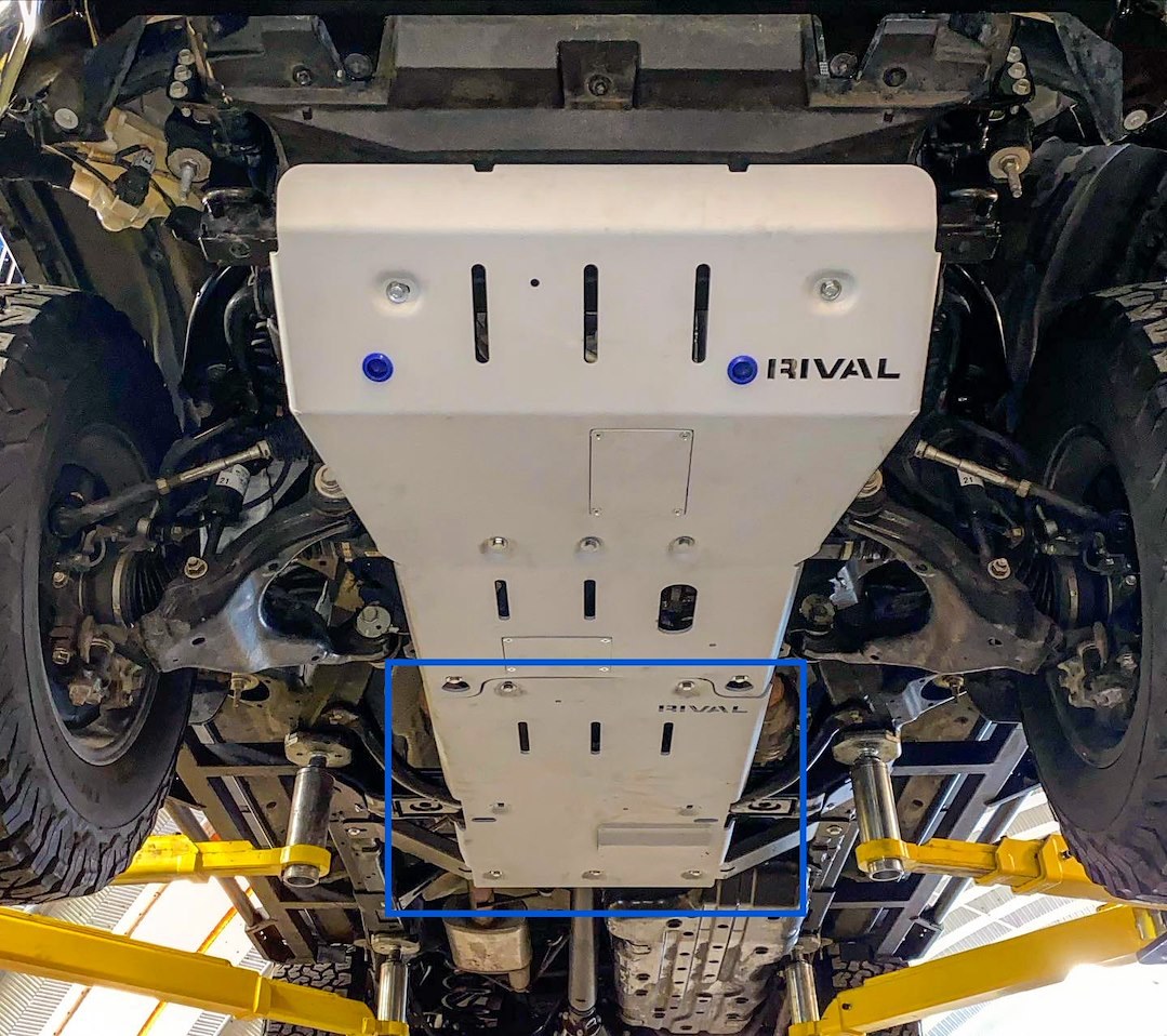 Rival Skid Plate, Gearbox and Transfer Case, Powder Coated, White, Aluminum, With Mounting Kit – 2333.9543.1.6