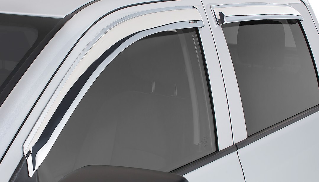Stampede Rainguard, Tape-Onz, Low Profile, Tape-On, Chrome, Plastic, Set of 4 – 6140-8