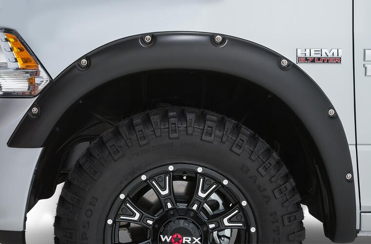 Stampede Fender Flare, Ruff Riderz, 2 Inch Tire Coverage, Smooth Black, Plastic, 4-3/4 Inch Flare Height, Set of 4 – 8434-2