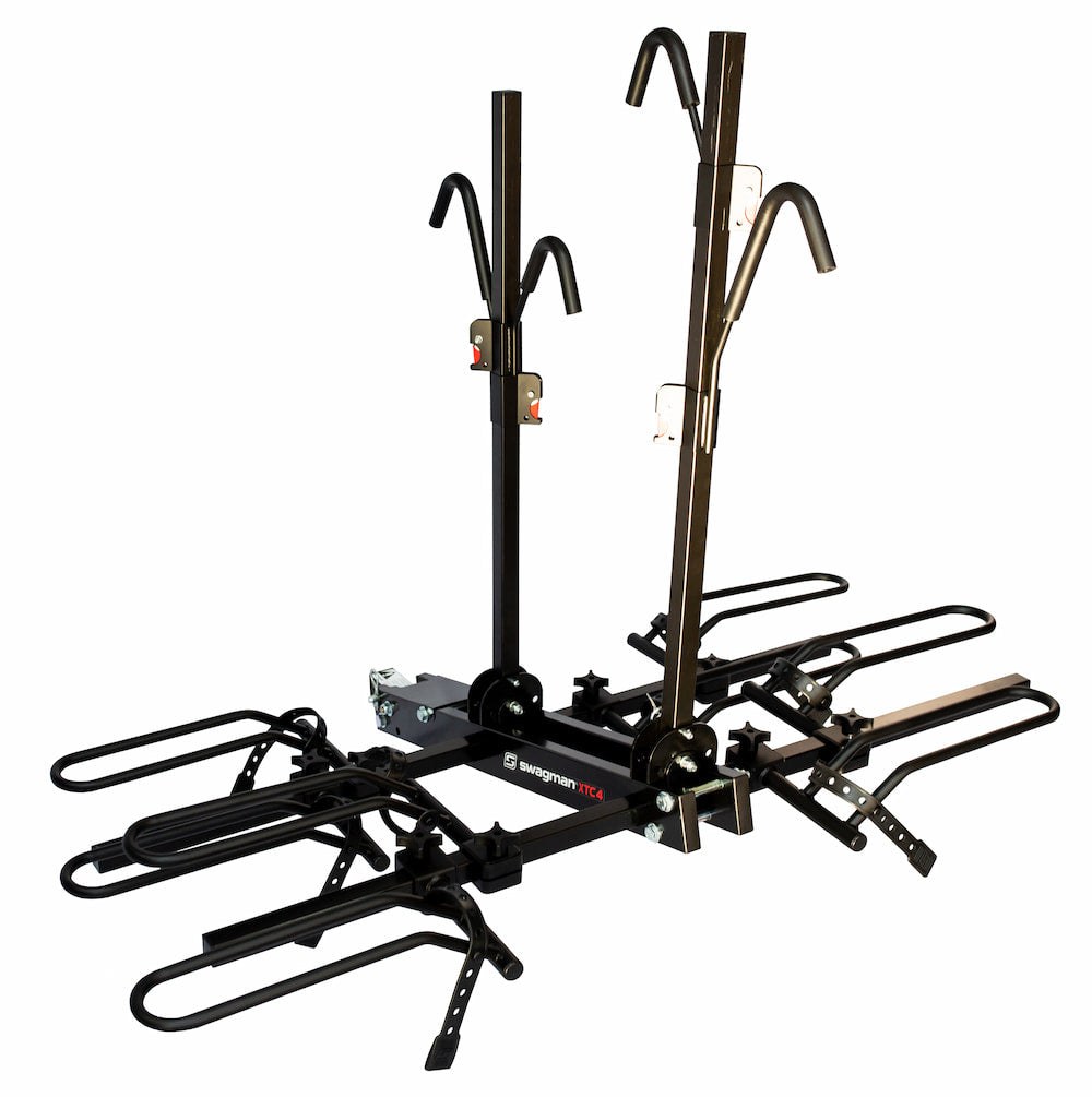 Swagman Bike Rack, Xtc 4, 2 Inch Receiver Hitch Mount, Holds 4 Bikes, Up to 140 Pound Weight Capacity, Bike Wheel Rests IN Loop, Without Lock – 64665