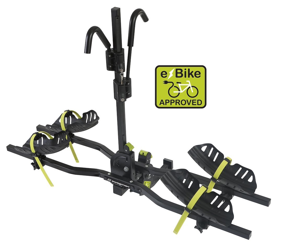 Swagman Bike Rack, Current, 1-1/4 Inch and 2 Inch Receiver Hitch Mount, Holds 2 Bikes, 60 Pound Weight Capacity Per Bike – 64678