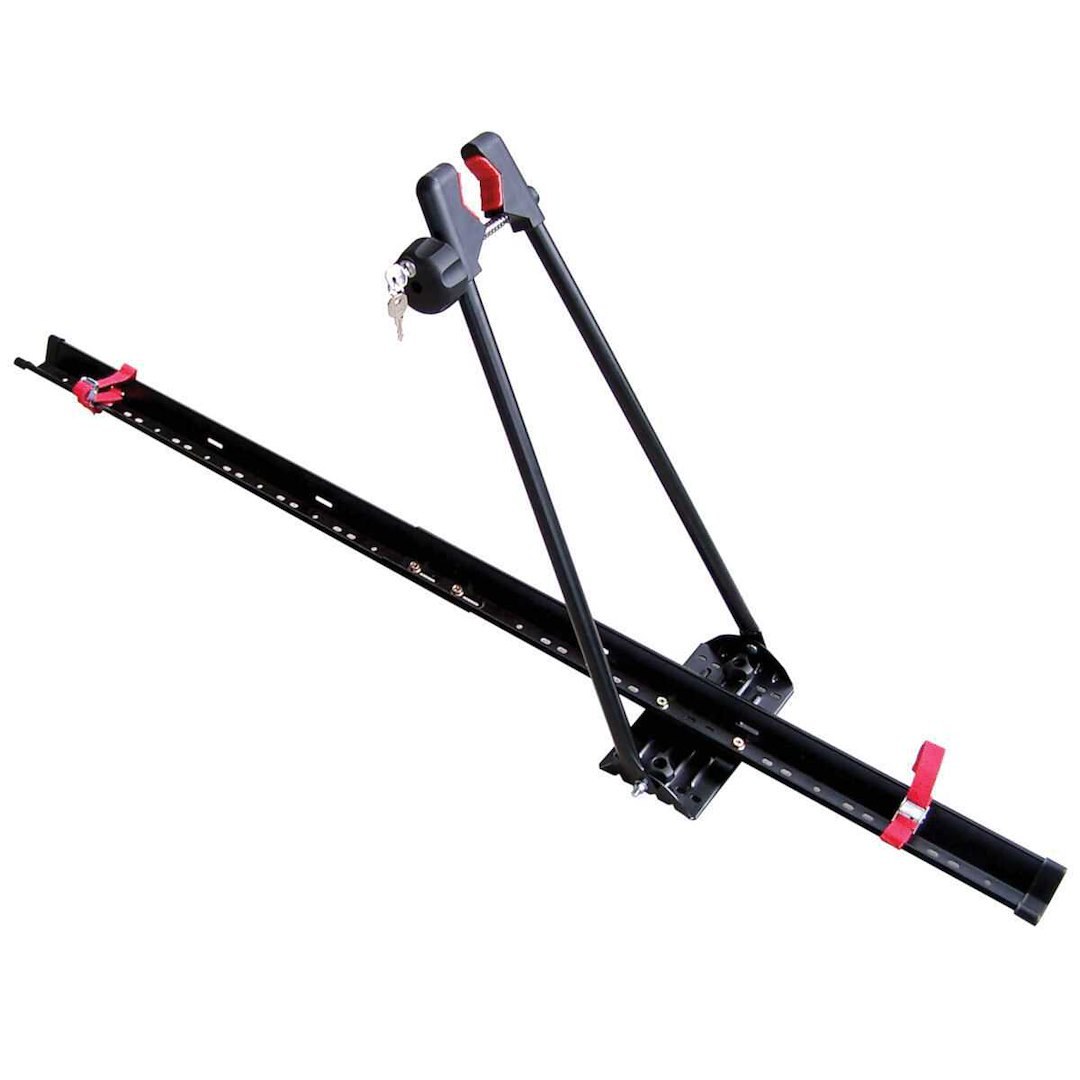 Swagman Bike Rack, Upright, Roof Rack Cross Bar Mount, Holds 1 Bike, Up to 35 Pound Weight Capacity, Frame Clamp, Without Lock, Non Foldable – 64720