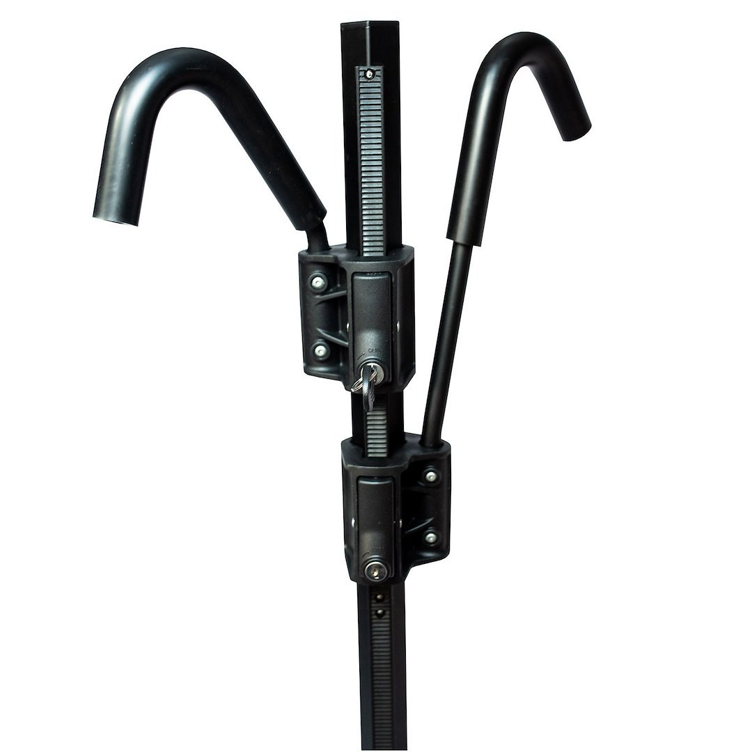 Swagman Bike Rack, Quad 2 + 2, 2 Inch Receiver Hitch Mount, Holds 4 Bikes, 45LBS Per Bike Weight Capacity, Ratcheting Wheel Straps, With Lock – 66692