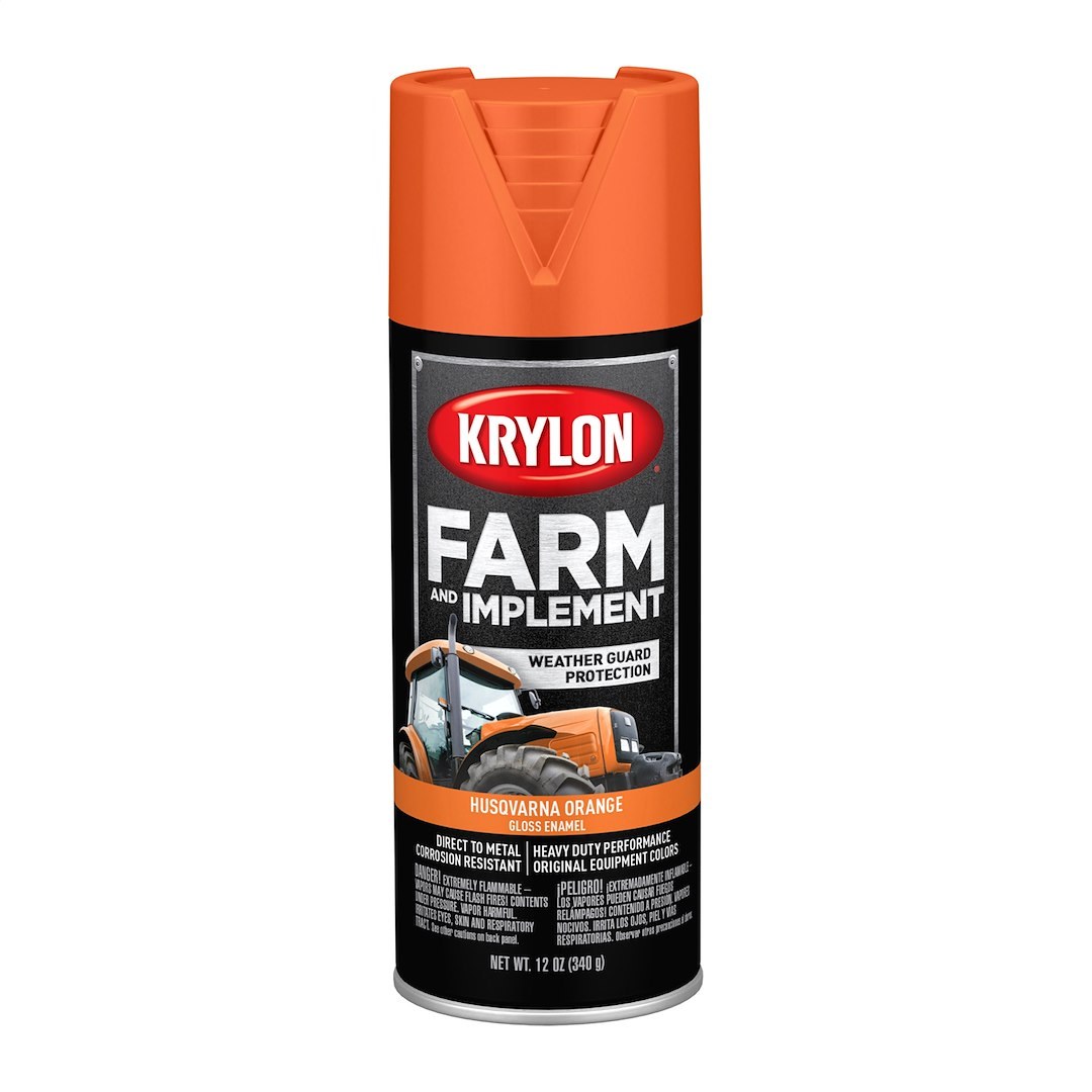 VHT Farm Implement Paint, Krylon, Use to Protect Trailer/ Tractor/ Lawn Mover from Rust Formation, Husqavarna Orange – 1961