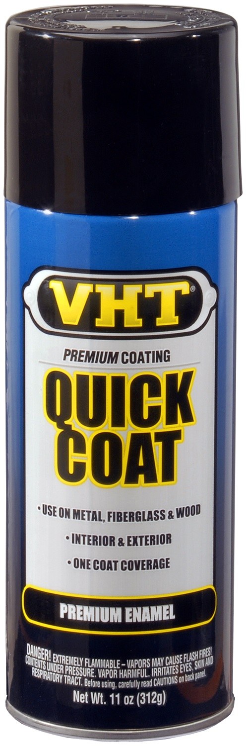 VHT Paint, Vht Quick Coat ™, For Wood, Metal, Sealed Plaster and Masonry Surfaces, Gloss Black, Aerosol Spray Can, 11 Ounce – SP504