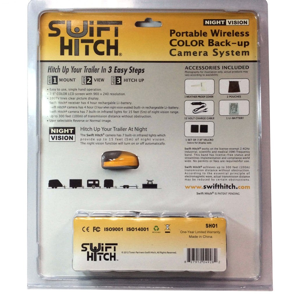 Swift Hitch Hitch Alignment Camera, Wireless Full Color Back-Up Camera System, Magnetic Mount, 2.5 Inch Lcd Monitor, 960 X 240 Lcd Resolution – SH01