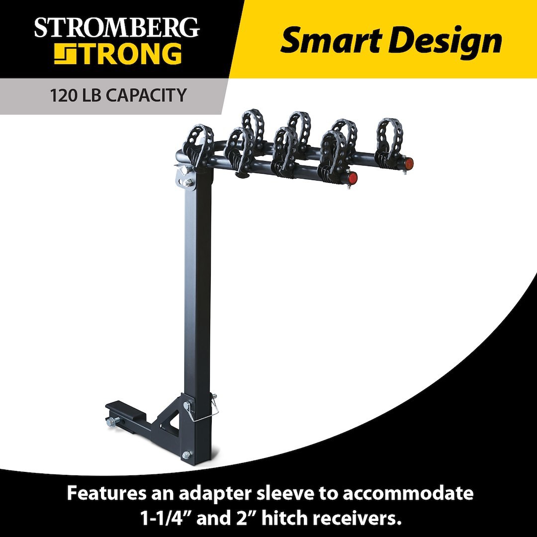 Stromber Bike Rack, 1-1/4 Inch and 2 Inch Receiver Hitch Mount, Holds 4 Bikes, Up to 120 Pound Weight Capacity – BC-108