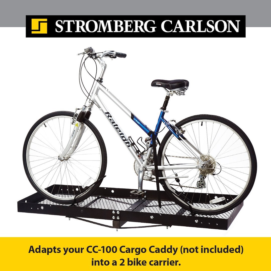 Stromber Bike Rack, Cargo Caddy, Cargo Carrier Mount, Holds 2 Bikes, Bike Tire Clamp with Straps, Without Lock, Non Foldable, Black – CC-125