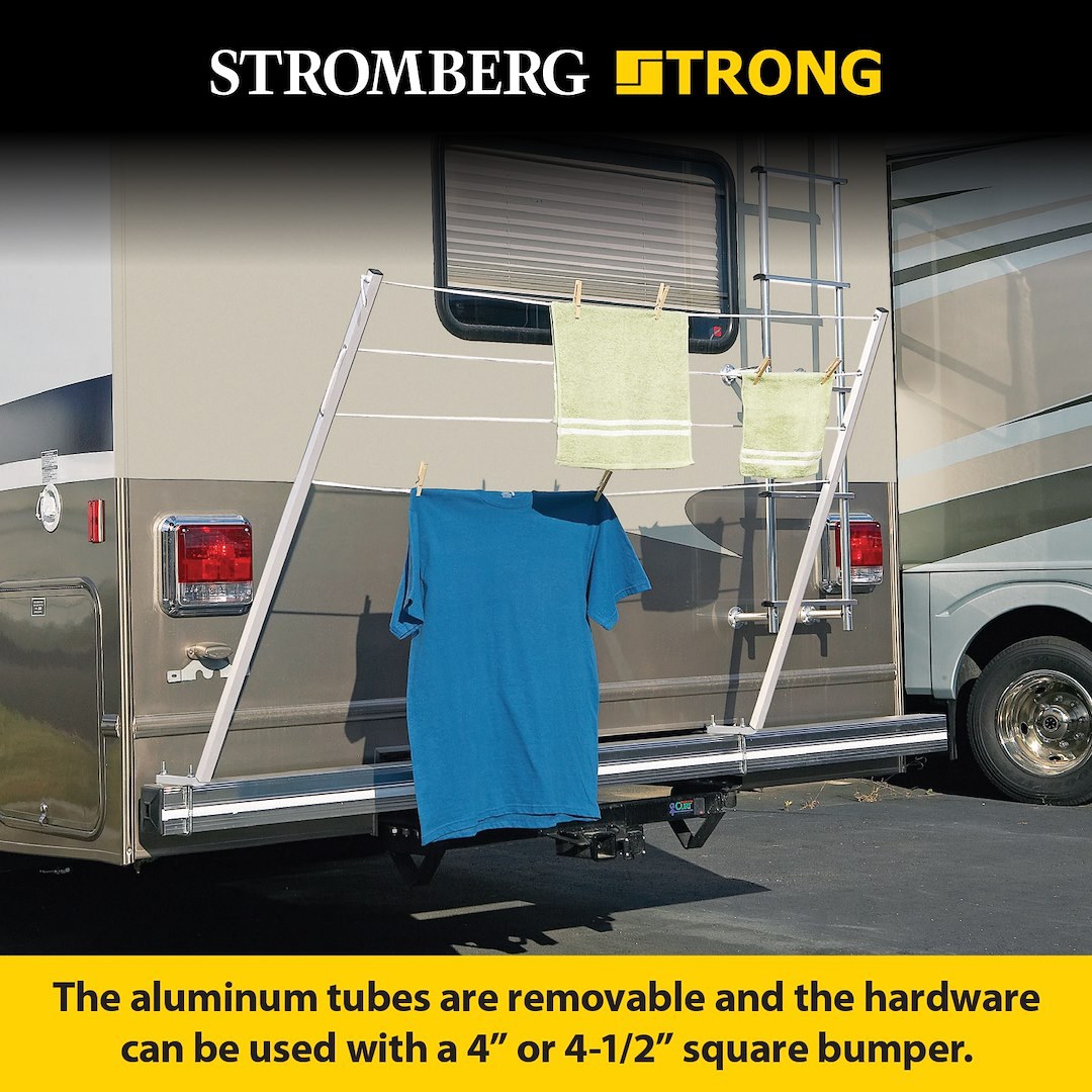 Stromber Clothes Line, Mounts on Bumper, 48 Inch Length, With Clothes Line for Up to 7 Feet – CL-100