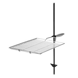 Stromber Barbeque Grill, Charcoal, Flames Grill, Rectangular, 22 Inch Length X 15 Inch Width with 36 Inch Long Stake, Chrome Plated Finish – GR-1522