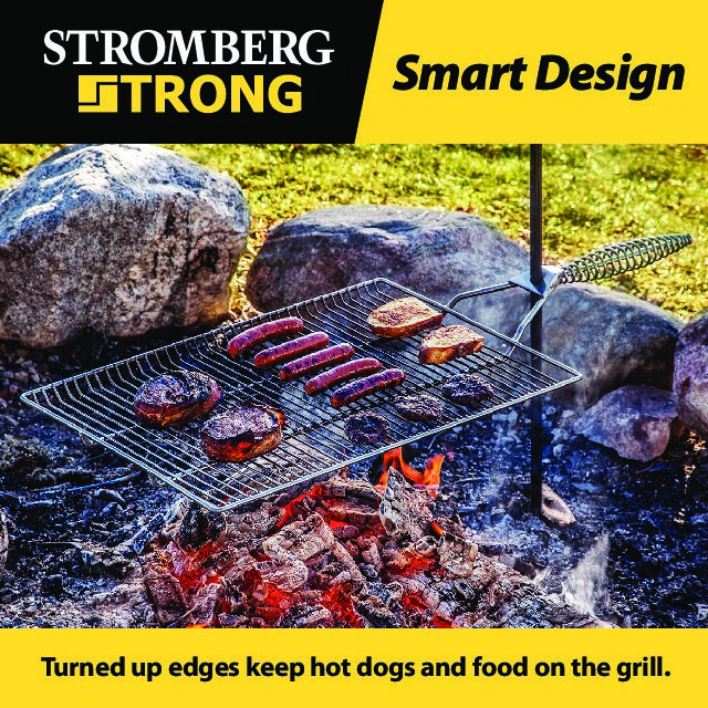 Stromber Barbeque Grill, Charcoal, Flames Grill, Rectangular, 22 Inch Length X 15 Inch Width with 36 Inch Long Stake, Chrome Plated Finish – GR-1522