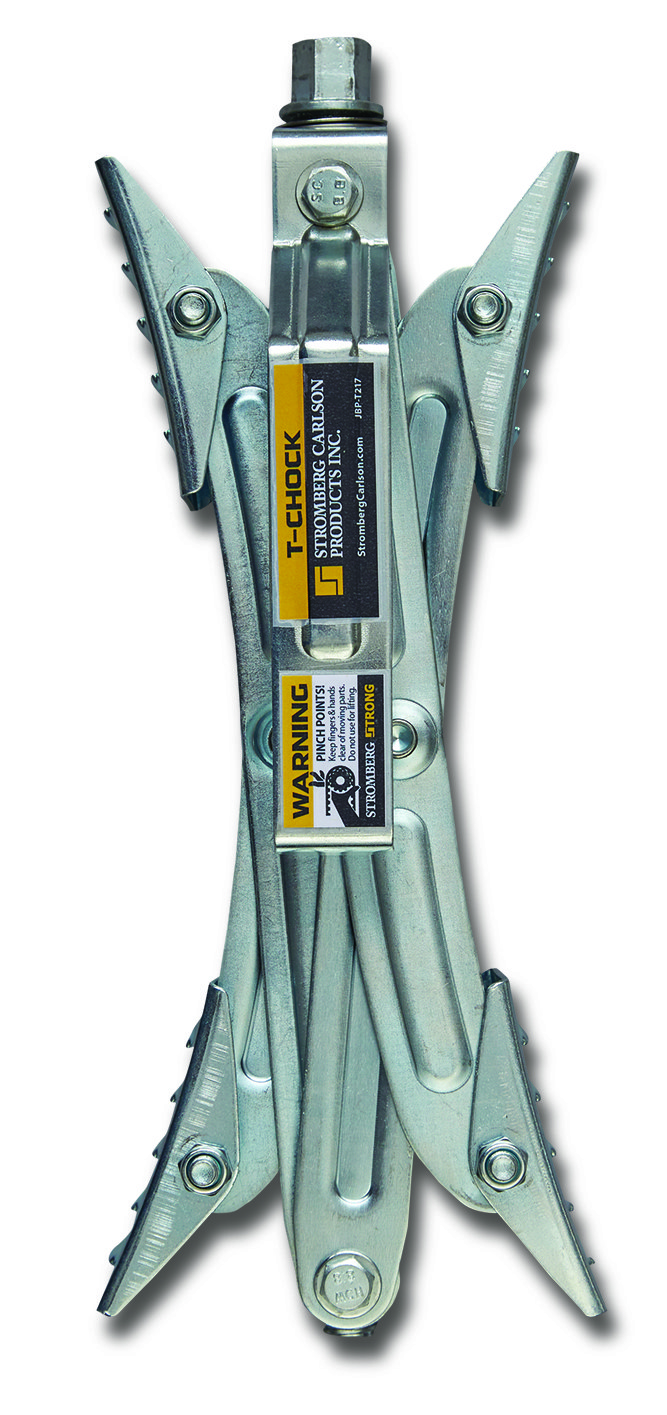 Stromber Wheel Chock, Tandem Axle Style, Fits Tires Spaced 2 Inch to 17 Inch Apart, Rust-Resistant, With Wrench/ Handle, Pack of 2 – JBP-T217.2