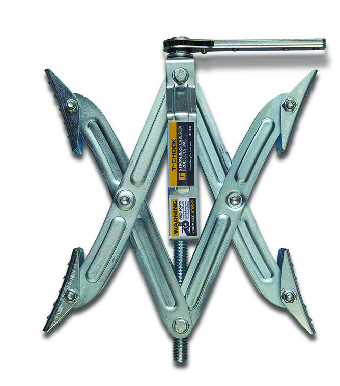 Stromber Wheel Chock, Tandem Axle Style, Fits Tires Spaced 2 Inch to 17 Inch Apart, Rust-Resistant, With Wrench/ Handle, Pack of 2 – JBP-T217.2