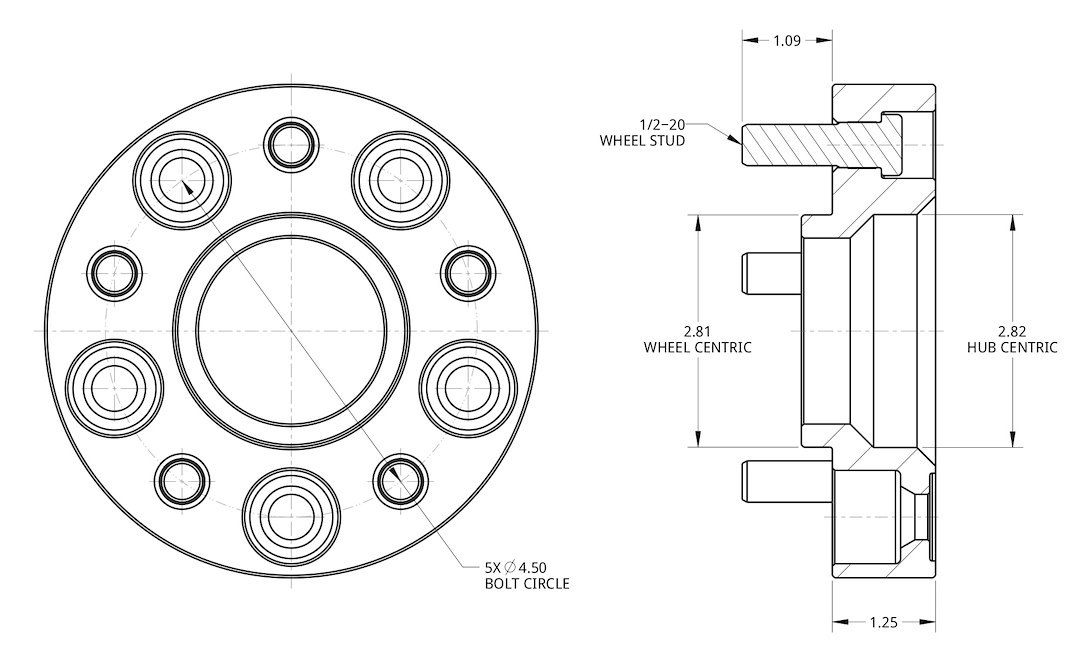 Spidertrax Wheel Spacer, 5 X 114.3 Millimeter/ 5 X 4.50 Inch Bolt Pattern, 1-1/4 Inch/ 31.75 Millimeter Thick, Wheel Stud Mount – WHS002