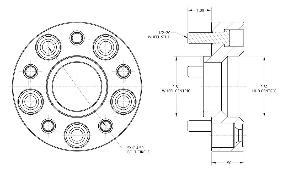 Spidertrax Wheel Spacer, 5 X 114.3 Millimeter/ 5 X 4.50 Inch Bolt Pattern, 1-1/2 Inch/ 38.10 Millimeter Thick, Wheel Stud Mount – WHS020