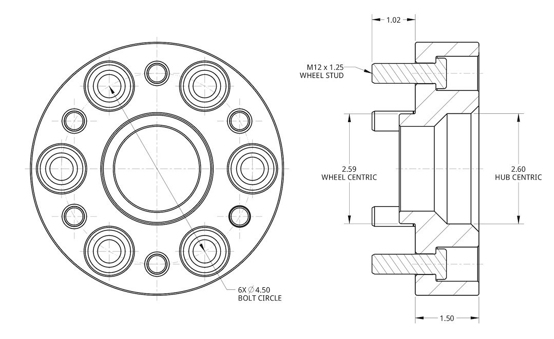 Spidertrax Wheel Spacer, 6 X 114.3 Millimeter/ 6 X 4.50 Inch Bolt Pattern, 1-1/2 Inch/ 38.10 Millimeter Thick, Wheel Stud Mount – WHS025
