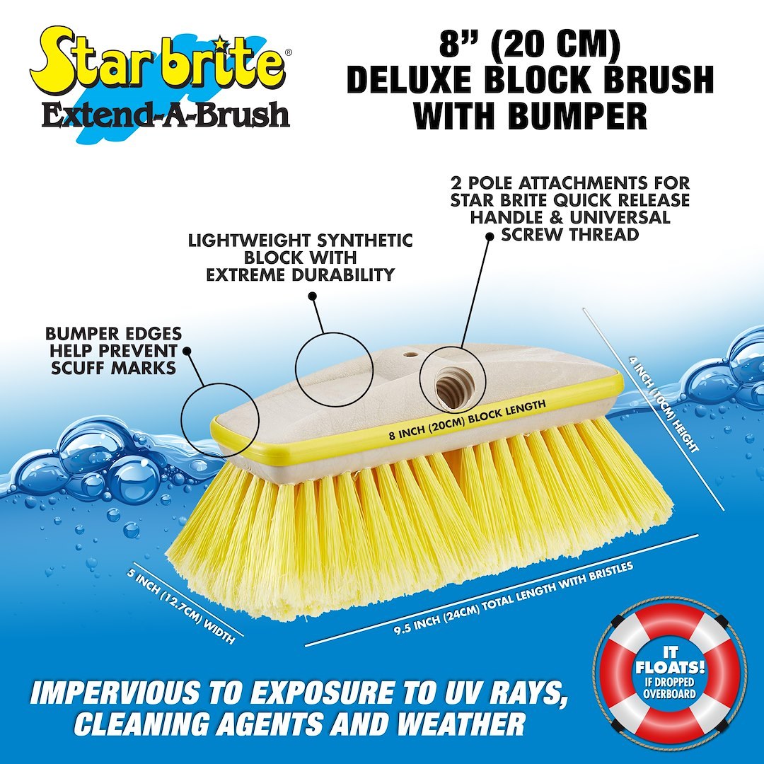 Star brite Car Wash Brush, Rectangular Brush Head, 8 Inch Length, Head Attachment Only, Without Hose Connection, Yellow Soft Bristle – 040161