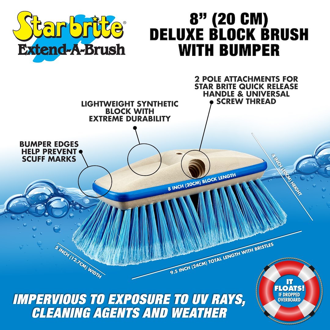 Star brite Car Wash Brush, Rectangular Brush Head, 8 Inch Length, Head Attachment Only, Without Hose Connection – 040162