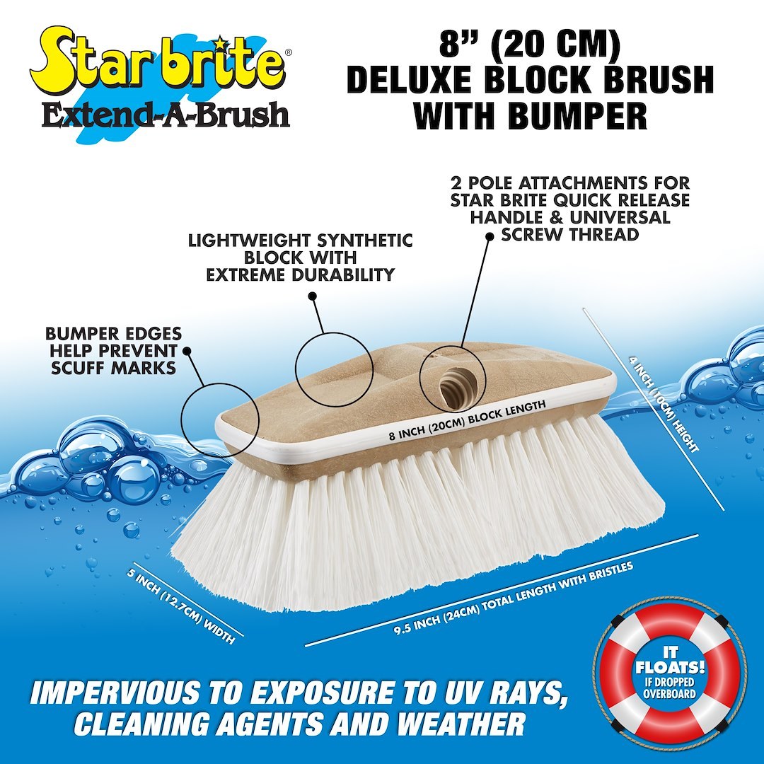 Star brite Car Wash Brush, Rectangular Brush Head, 8 Inch Length, Head Attachment Only, Without Hose Connection – 040163