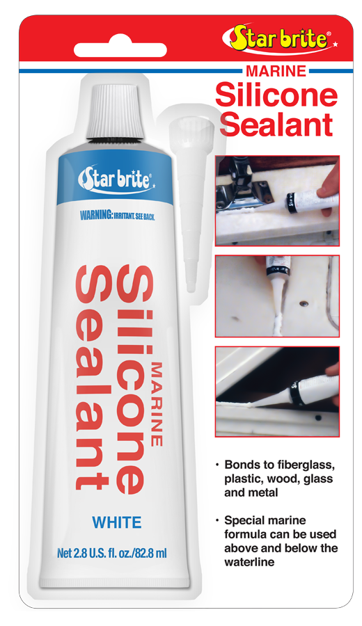 Star brite Caulk Sealant, Use to Bond Fiberglass/ Plastic/ Wood/ Glass/ Metal, Silicone Sealant, White, 2.8 Ounce Tube – 082101