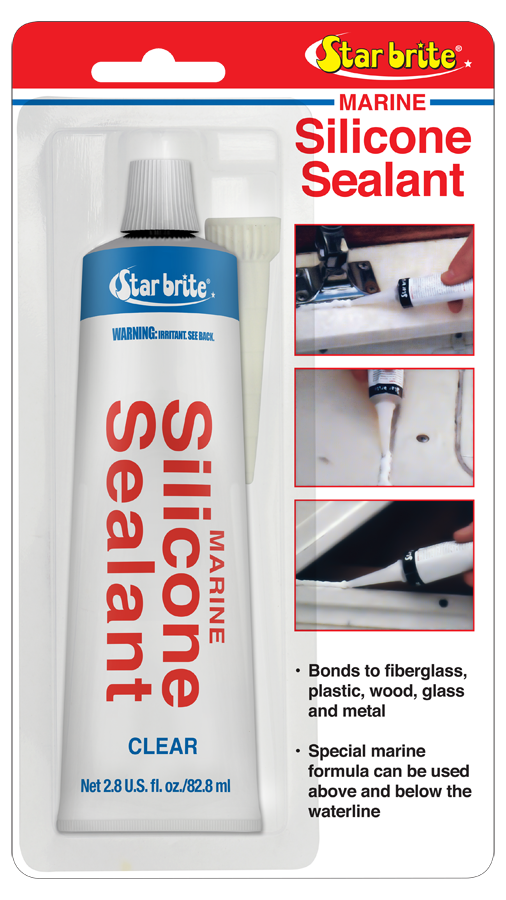 Star brite Caulk Sealant, Use to Bond Fiberglass/ Plastic/ Wood/ Glass/ Metal, Silicone Sealant, Clear, 2.8 Ounce Tube – 082102P