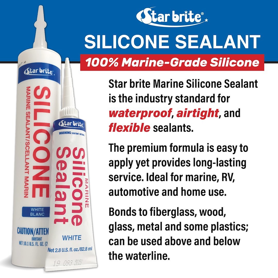 Star brite Caulk Sealant, Use to Bond Fiberglass/ Plastic/ Wood/ Glass/ Metal, Silicone Sealant, Clear, 2.8 Ounce Tube – 082102P