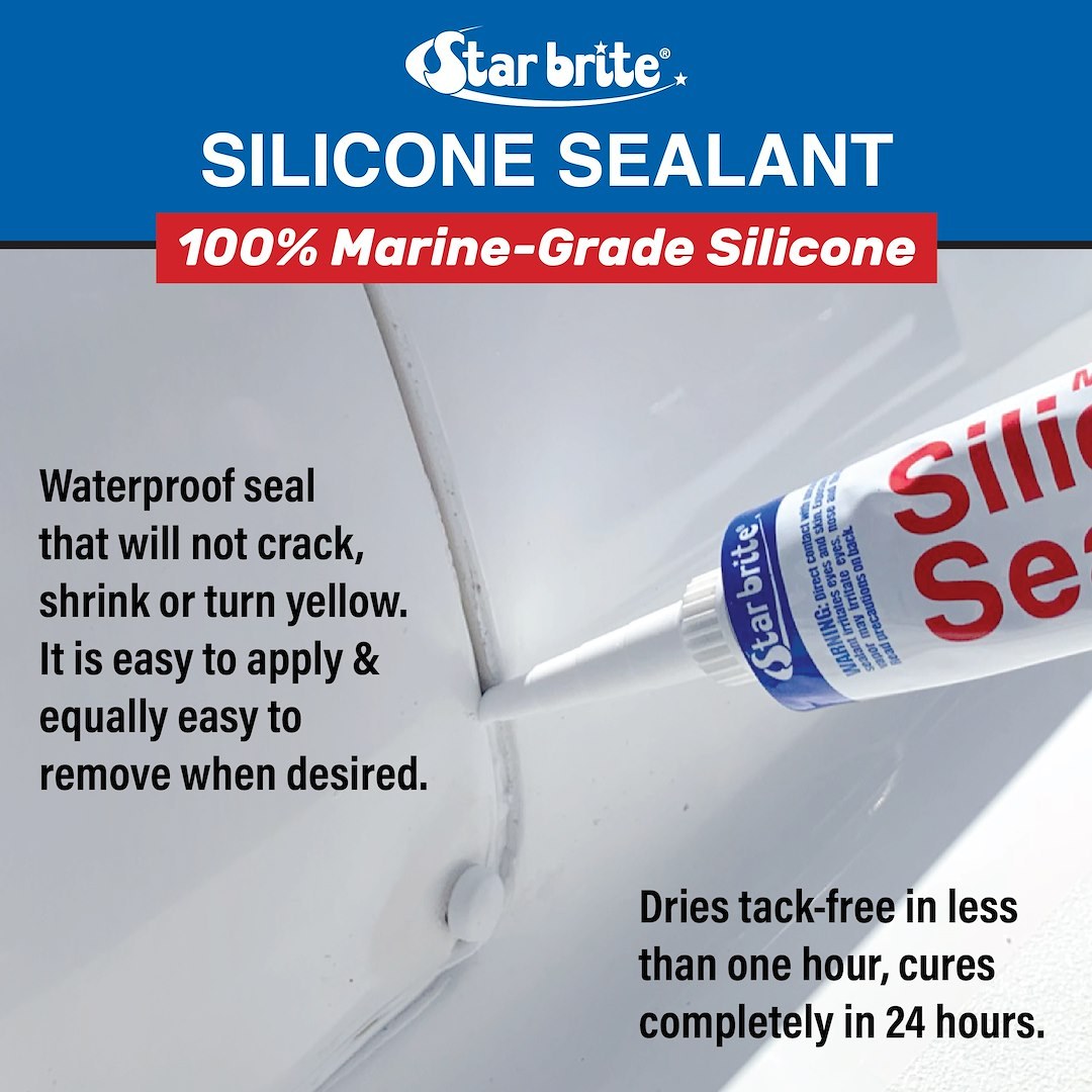 Star brite Caulk Sealant, Use to Bond Fiberglass/ Plastic/ Wood/ Glass/ Metal, Silicone Sealant, White, 10.3 Ounce Tube – 082121