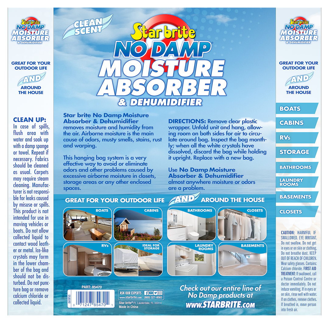 Star brite Dehumidifier, No Damp ®, Granules IN Hanging Bag, 16 Ounce Pack, Not Refillable, With Us Label – 085470