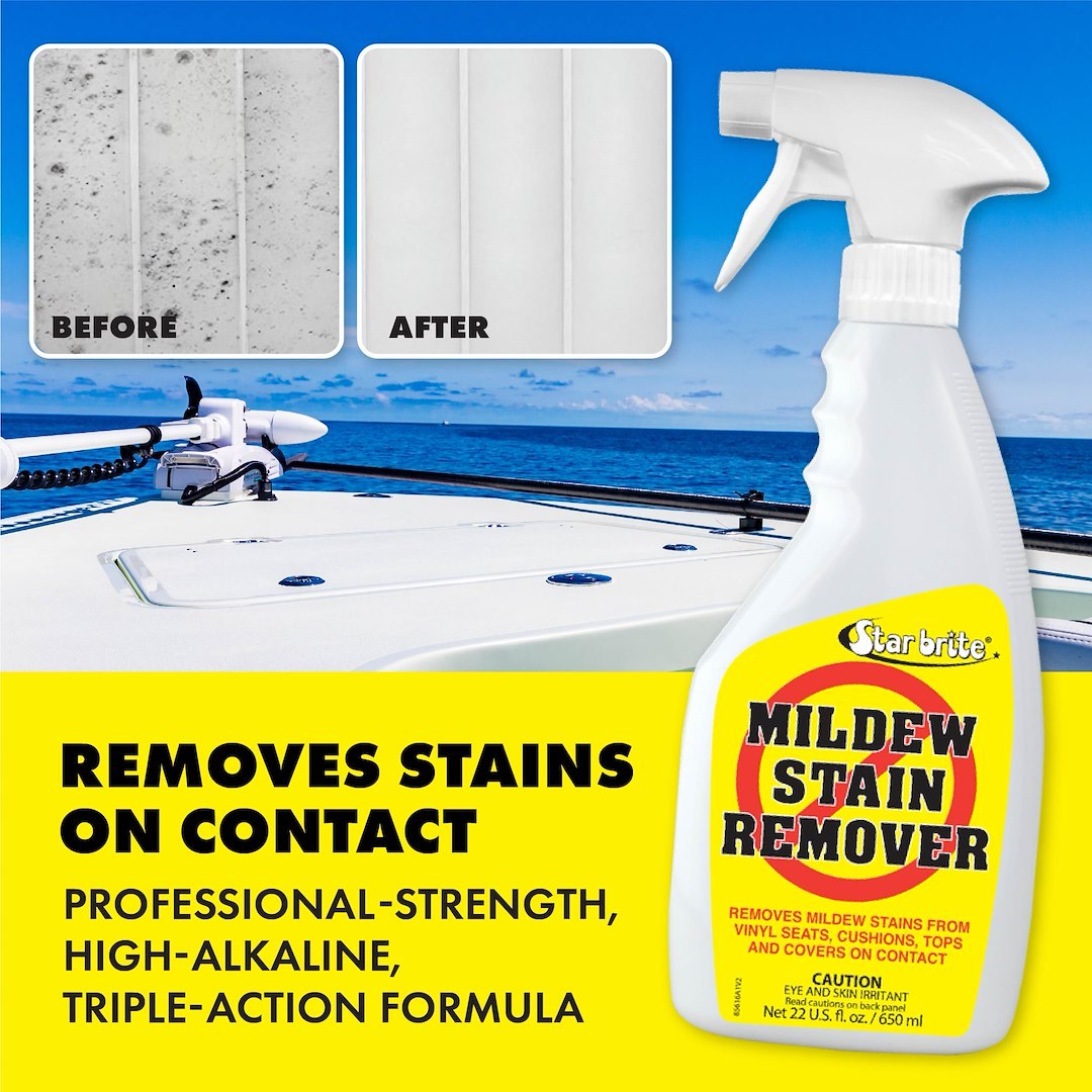Star brite Mildew Stain Remover, Used to Remove Mildew Stains from Vinyl Covers/ Headliners/ Painted Surfaces/ Rubber/ Plastic/ Fiberglass – 085616P