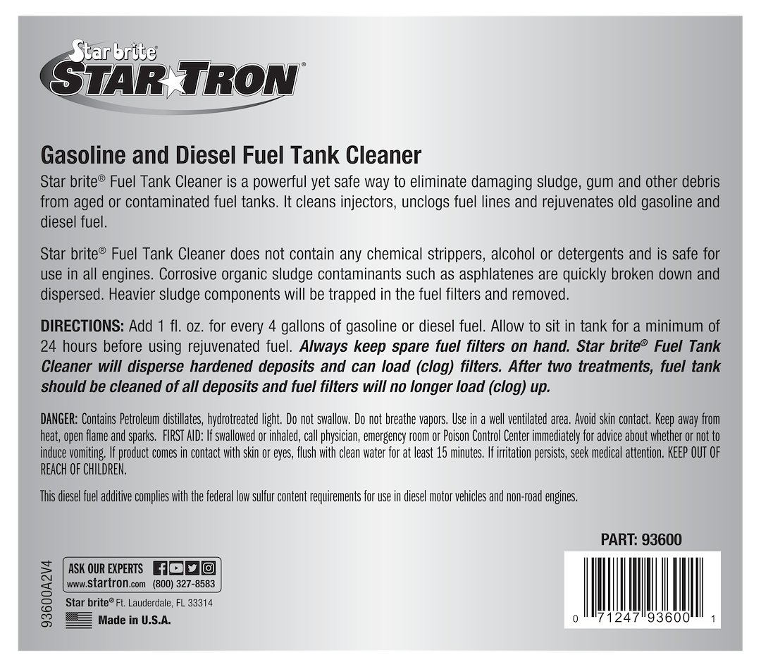 Star brite Fuel Additive, Star Tron®, Fuel Tank Cleaner, For Diesel and Gasoline, Treats Up to 250 Gallons, 64 Ounce Jug, Single – 093664