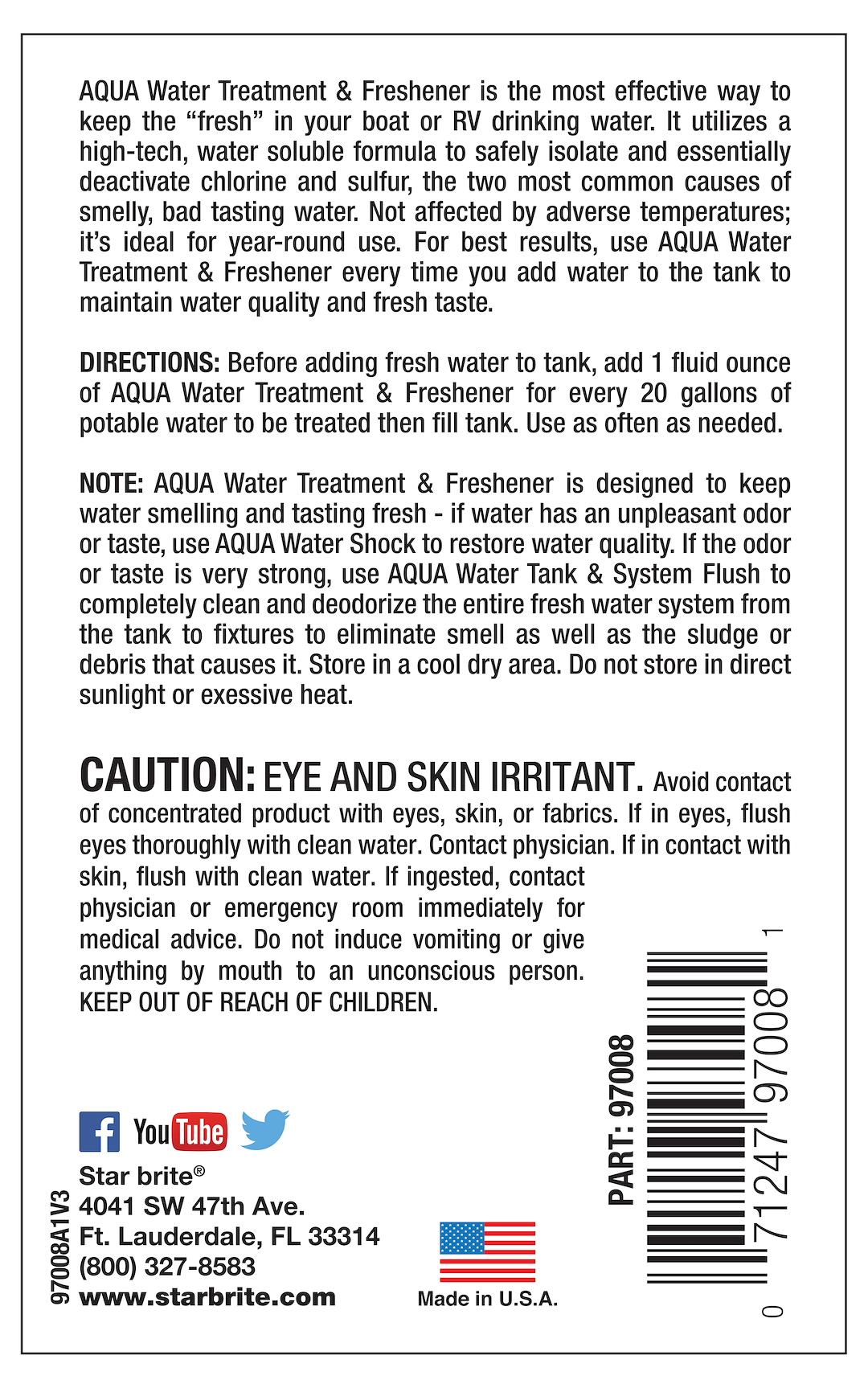 Star brite Drinking Water Freshener, Keeps Drinking Water Stored IN Tanks Tasting Fresh and Oder Free – 097016
