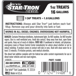 Star brite Fuel Additive, Star Tron ®, For Diesel, Enzyme Fuel Treatment – 14408