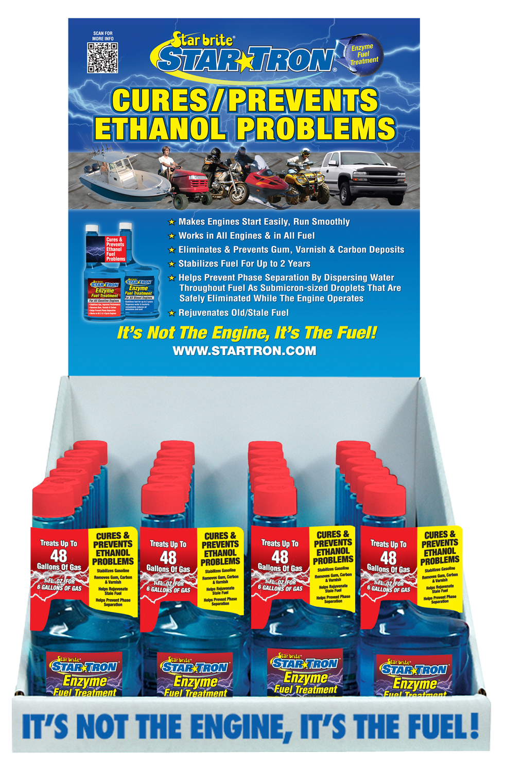 Star brite Point of Purchase Display, Star Tron ®, Small Engine Formula Counter Top Display, With Twenty Four 8 Ounce #14308 Gas Additive – 14625