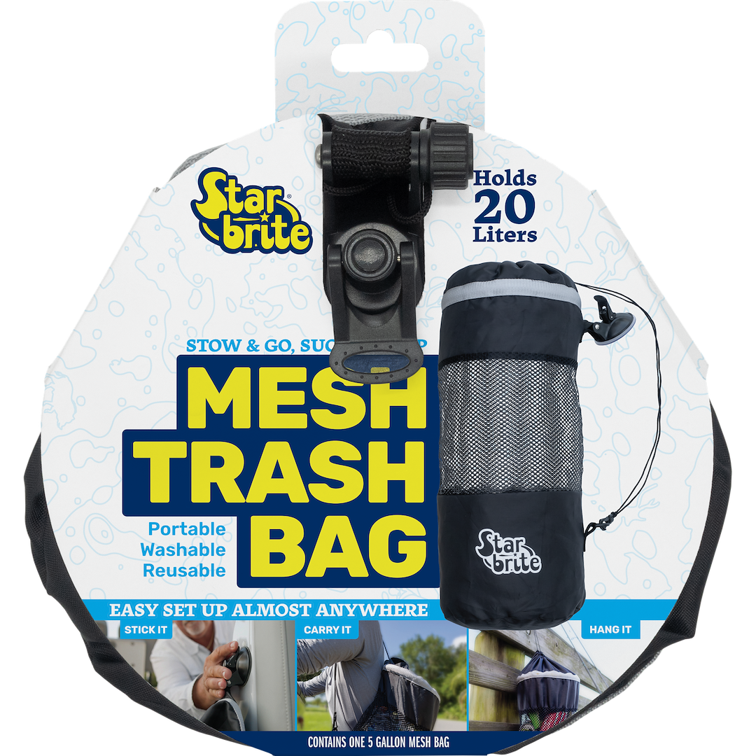 Star brite Trash Bag, Stow & Go ™, Locking Suction Cup Mount, Portable/ Reusable/ Washable, 5 Gallon Capacity, Mesh – 52074