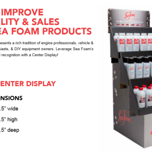 Seafoam Point of Purchase Display, Engine Fluids Display, Cardboard Standee Display, 19-1/2 Inch Length X 19-1/2 Inch Wide X 55-1/2 Inch Height – SD36