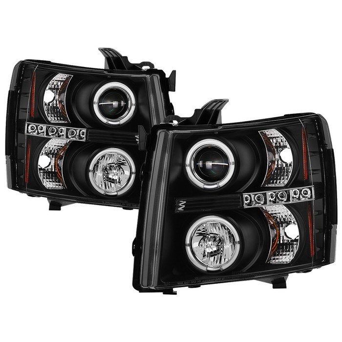 Spyder Auto Headlight Assembly, Signature Series, Projector Beam with LED Halo, H1 Halogen High Beam/ H1 Halogen Low Beam Clear Bulb – 5009494