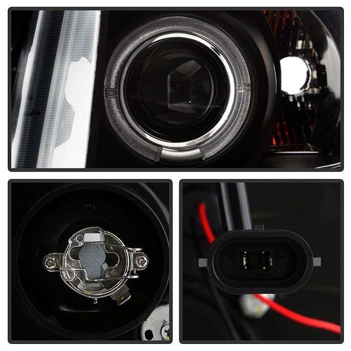 Spyder Auto Headlight Assembly, Signature Series, Projector Beam with LED Halo, H1 Halogen High Beam/ H1 Halogen Low Beam Clear Bulb – 5009494