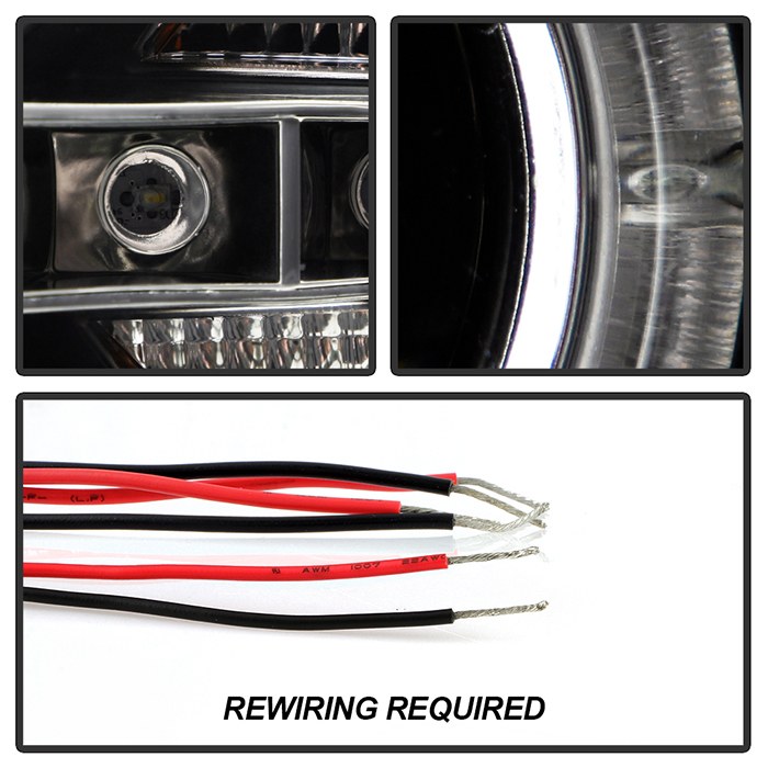 Spyder Auto Headlight Assembly, Signature Series, Projector Beam with LED Halo, H1 Halogen High Beam/ H1 Halogen Low Beam Clear Bulb – 5009494