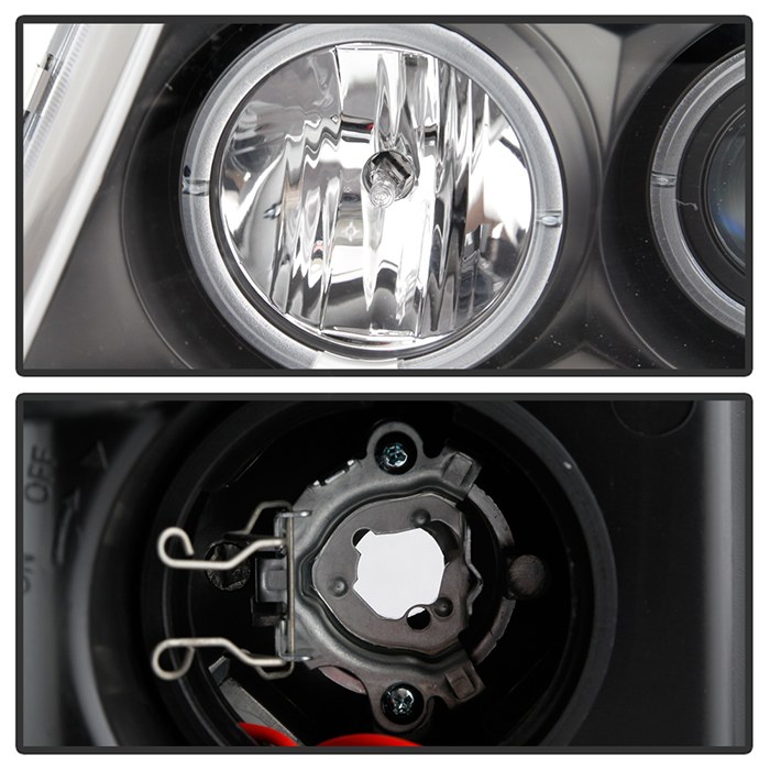 Spyder Auto Headlight Assembly, Version 2, Halogen Bulb, Projector Beam with LED Halo, High H1/ Low 9006 Clear Bulb, Clear Lens – 5010209