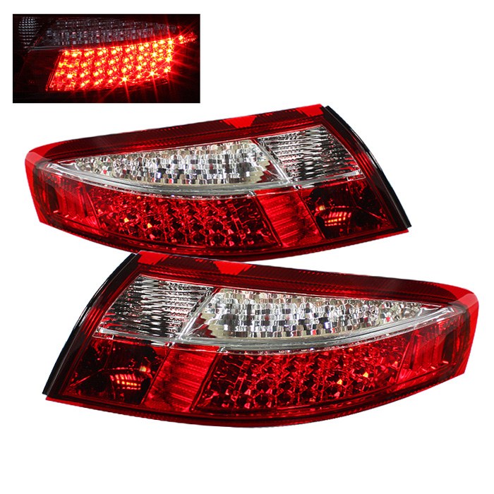 Spyder Auto Tail Light Assembly, LED, Red/ Clear Lens, Black Housing, Clear Bulb, Set of 2 – 5013132