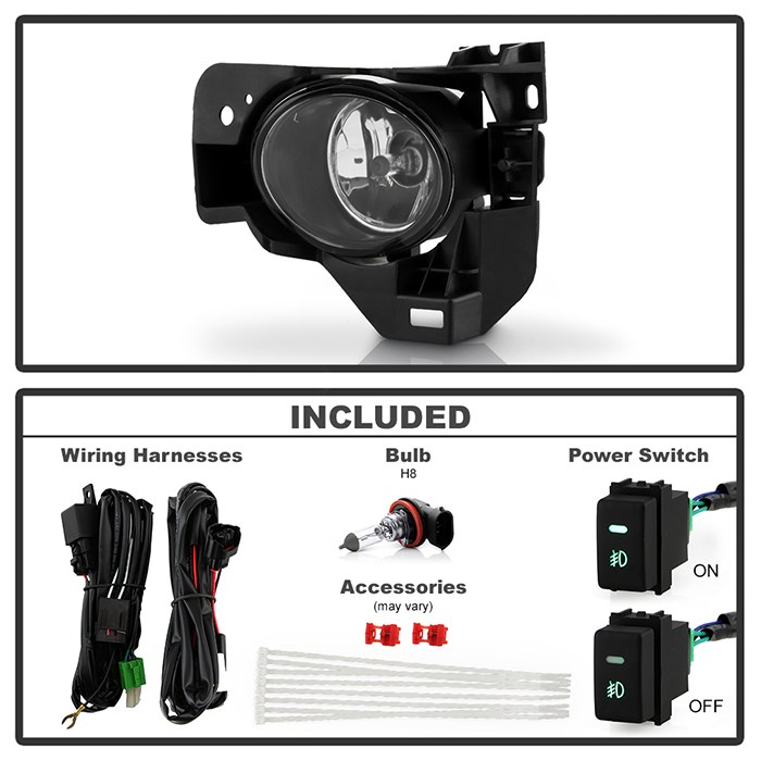 Spyder Auto Driving/ Fog Light, Halogen Bulb, OE Size/ Shape, Fog Beam, Clear Lens, Direct Bolt on Replacement Mount – 5038531