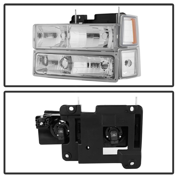 Spyder Auto Headlight Assembly, Halogen Bulb, Standard Beam, Clear 9005 High Beam/ 9006 Low Beam Bulb, Clear Lens, Chrome Plated Housing – 5069535