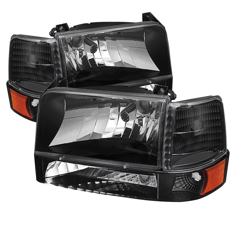 Spyder Auto Headlight Assembly, Bulb Not Included, Standard Beam, Clear Lens, Black Housing, Uses Stock Bulb, Set of 2 – 5073136