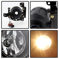 Spyder Auto Driving/ Fog Light, OE Size/ Shape, Clear Lens, Black Plastic Housing, Direct Bolt on Replacement Mount – 5077769