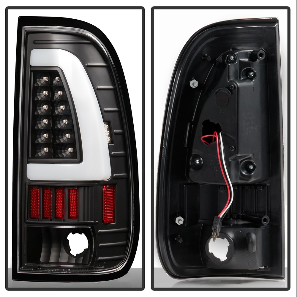 Spyder Auto Tail Light Assembly, LED, Clear Lens, Bar Style, Black Housing, Clear Bulb, Set of 2 – 5082084