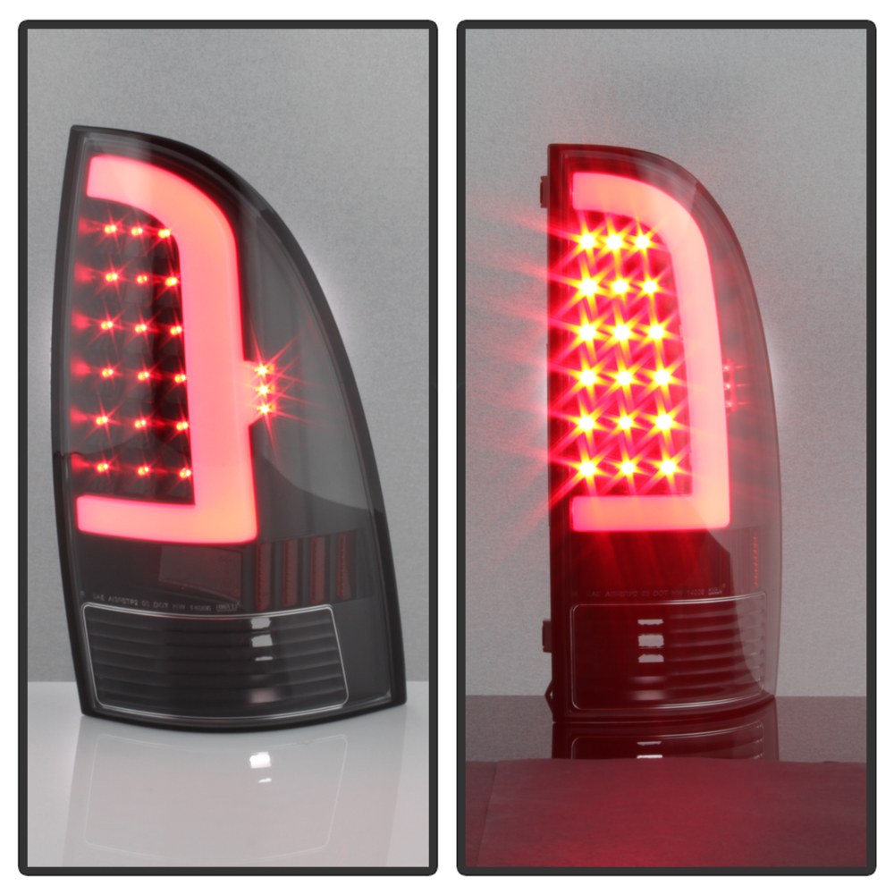 Spyder Auto Tail Light Assembly, LED, Clear Lens, Bar Style, Black Housing, Clear Bulb, Set of 2 – 5082121